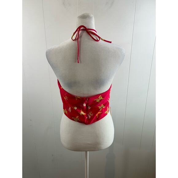 Something New halter neck cropped top in pink butterfly print. Size S. NWOT - Picture 6 of 9